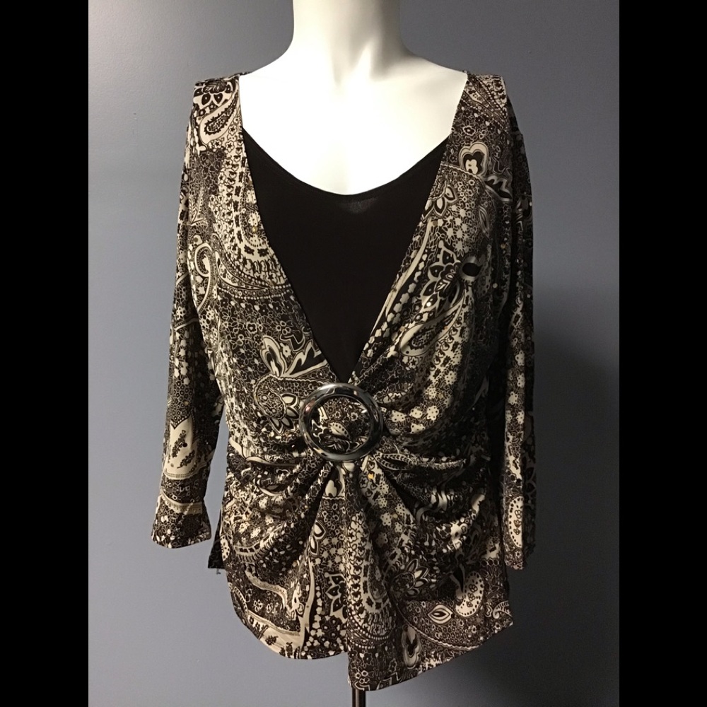 Brittany Black Brown & Cream Medium Blouse
